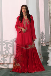 3 Piece Raw Silk Embroidered Suit (AP0043)